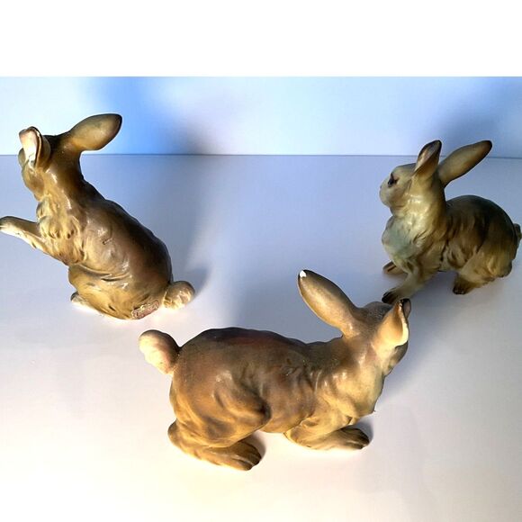3 vintage Ucagco porcelain rabbits, bunnies so cute must see - Picture 5 of 9